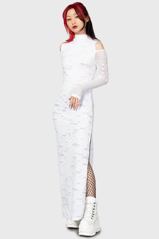 Maxi dresses for upscale weddings -Biters Maxi Dress [WHITE]