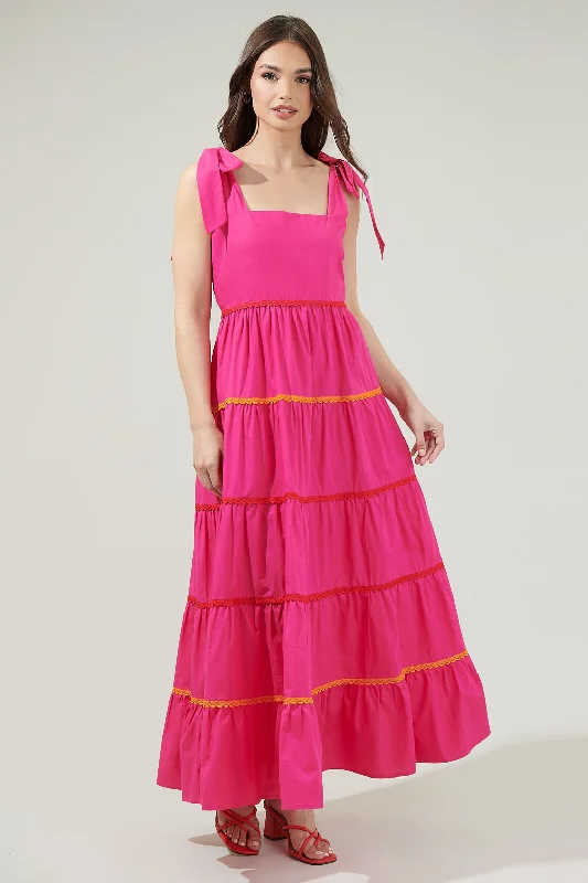 Maxi dresses with asymmetrical hemline -Hannah Hall Tiered Maxi Dress