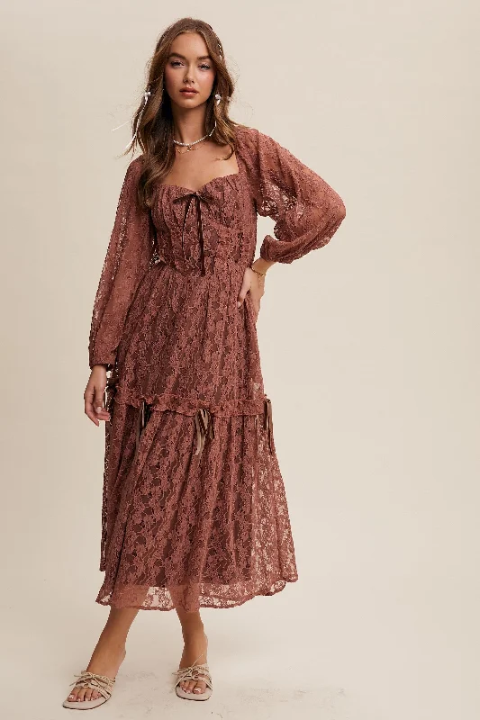 Maxi dresses with floral print for summer -Oslo Lace Maxi Dress