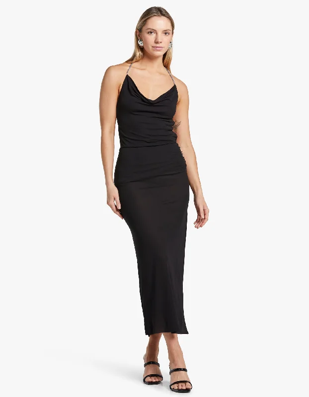 Maxi dresses with boatneck design -Lexie Cowl Maxi Dress - Black