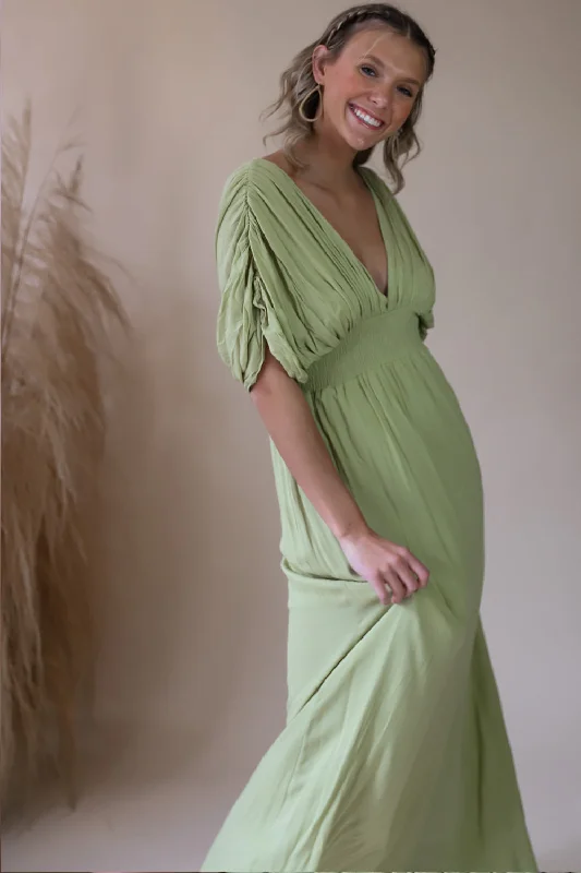 Maxi dresses with off-shoulder design -Honeydew Maxi Dress