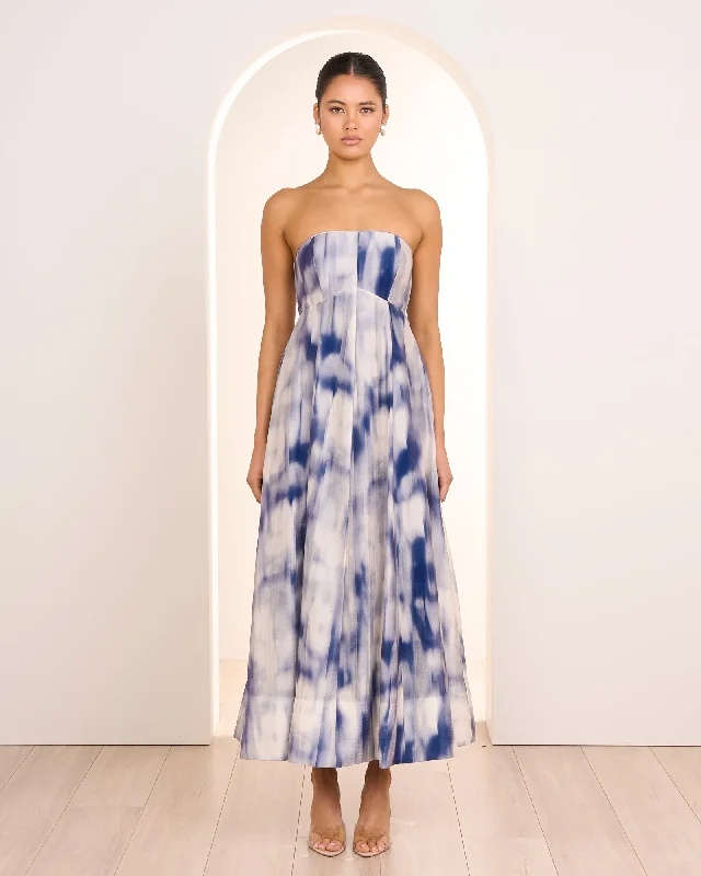 Maxi dresses with satin finish -Lauri Strapless Maxi Dress