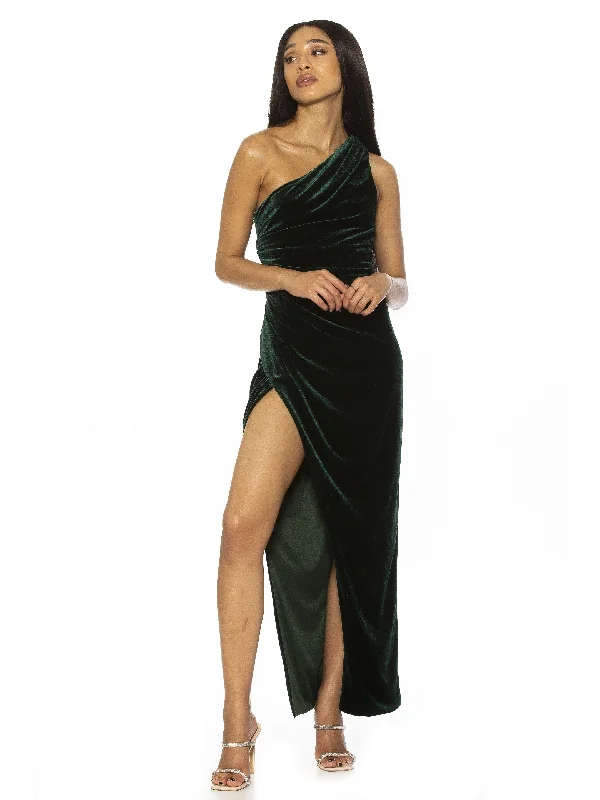 Maxi dresses with open back -Alessi Velvet Maxi Gown