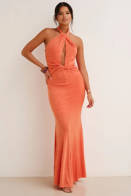 Maxi dresses with sheer sleeves -Malibu Maxi Dress Orange