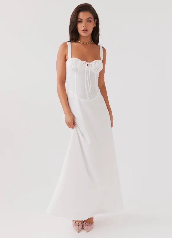 Maxi dresses for winter formal -Lucie Linen Maxi Dress - White