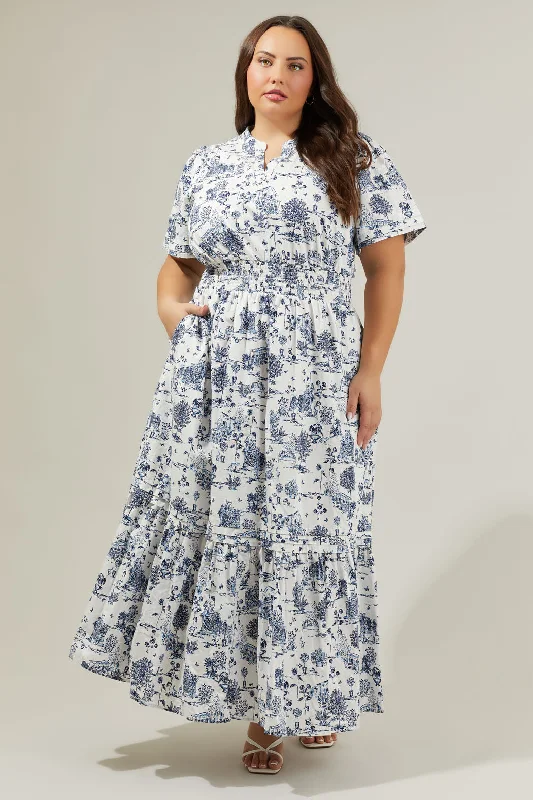 Maxi dresses for work parties -Renzo Toile Belraj Poplin Maxi Dress Curve