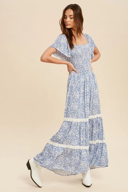 Maxi dresses with open front -Cornflower Maxi