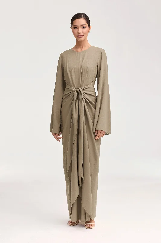 Maxi dresses with a-line cut -Hanadi Wrap Maxi Dress - Desert Sage