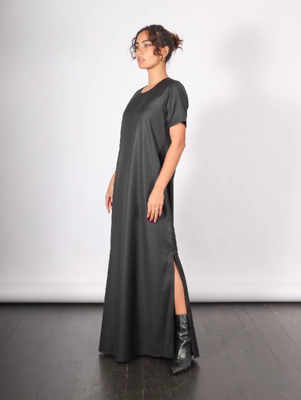 Maxi dresses for vacation -Maxi T-Shirt Dress in Large Scale Pinstripes by Shwetambari