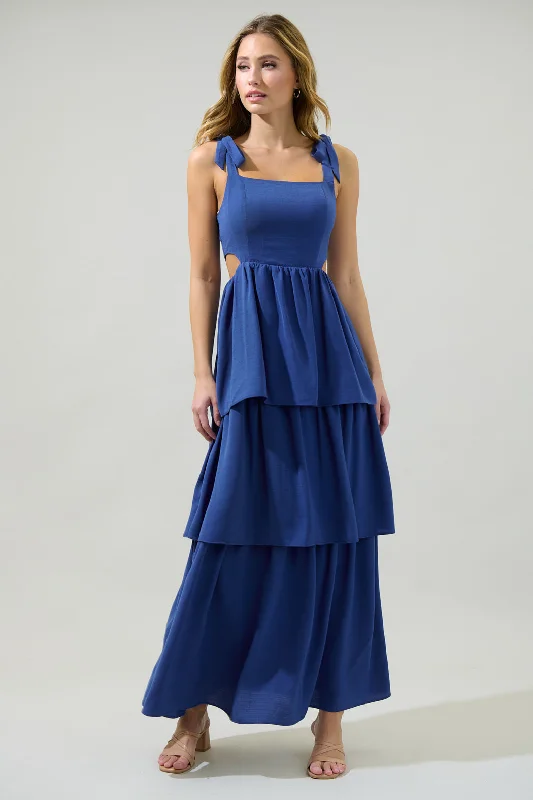 Maxi dresses with silk fabric -Carmen Alvera Tiered Maxi Dress