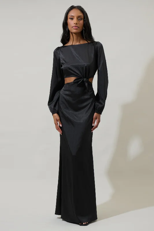 Maxi dresses with ruched bodice design -Tulia Cutout Tie Maxi Dress