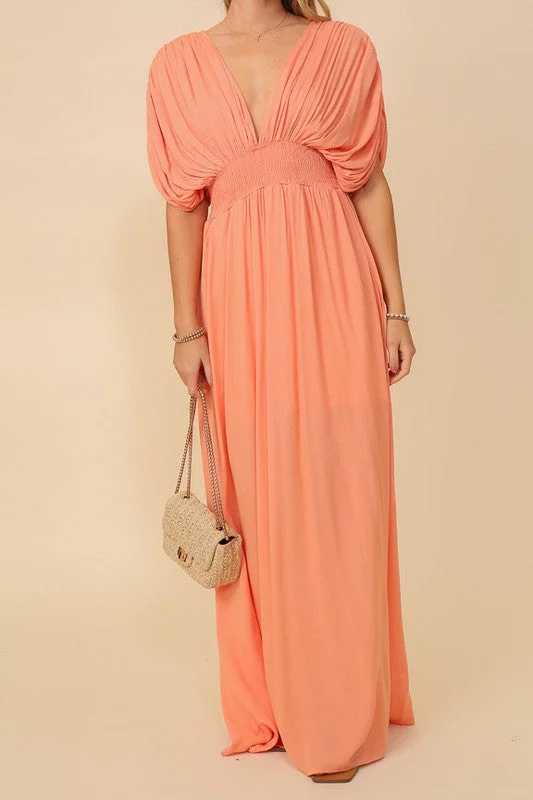 Maxi dresses for casual chic evenings -Maxi dresses long sleeve -Summer Melon Maxi