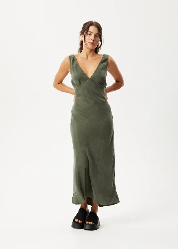 Maxi dresses for formal receptions -AFENDS Womens Gia - Cupro Maxi Dress - Deep Green