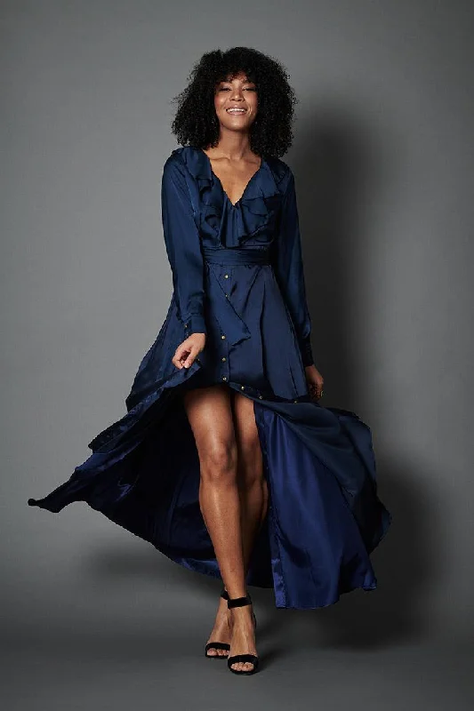 Maxi dresses for evening birthday parties -Birkin Navy Maxi Dress