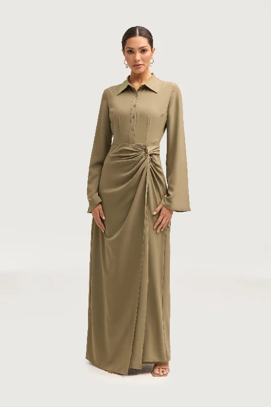 Maxi dresses with fitted bodice -Tamara Wrap Maxi Dress - Za'atar