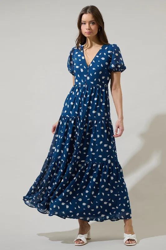 Maxi dresses for Christmas parties -Elodie Dot Monaco Long Tiered Maxi Dress