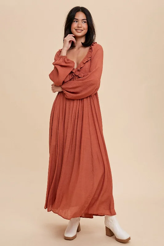 Maxi dresses for a formal ball -Take Me Out Terracotta Maxi