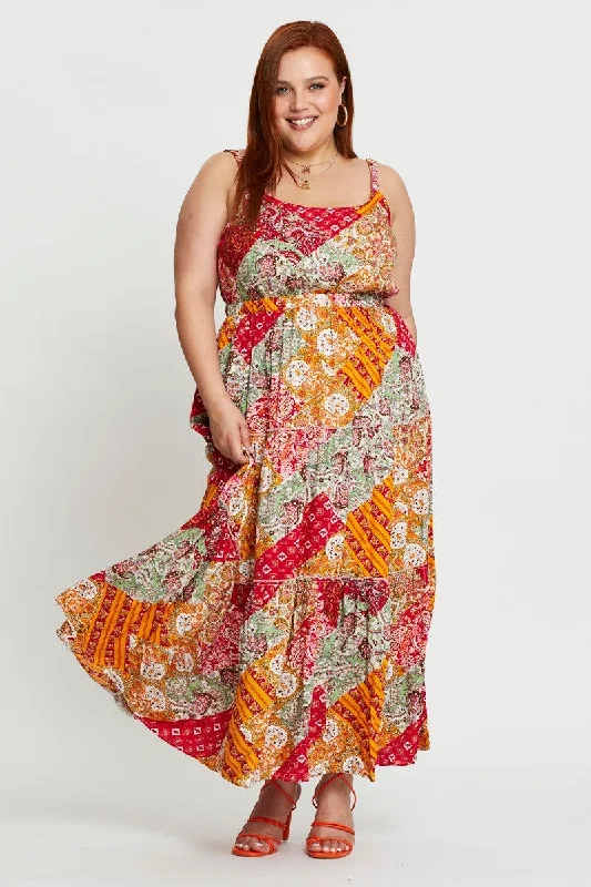 Maxi dresses with halter neck design -Paisley Pr Maxi Dress Square Neck Sleeveless