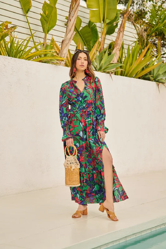 Maxi dresses for daytime festivities -Tropical State of Mind Leandra Ruffle Maxi Dress