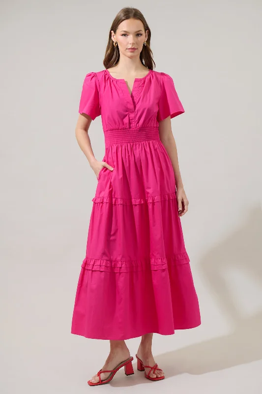 Maxi dresses for glamorous party -Fabia Palmer Poplin Tiered Maxi Dress