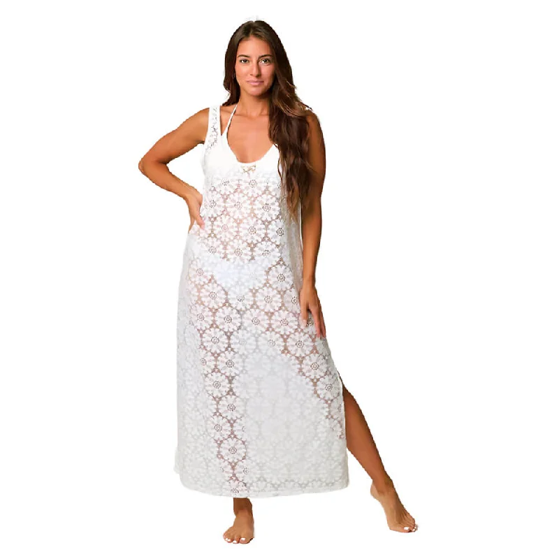 Maxi dresses for special anniversary dinner -J Valdi Santa Barbara Slit Maxi Dress Coverup - White