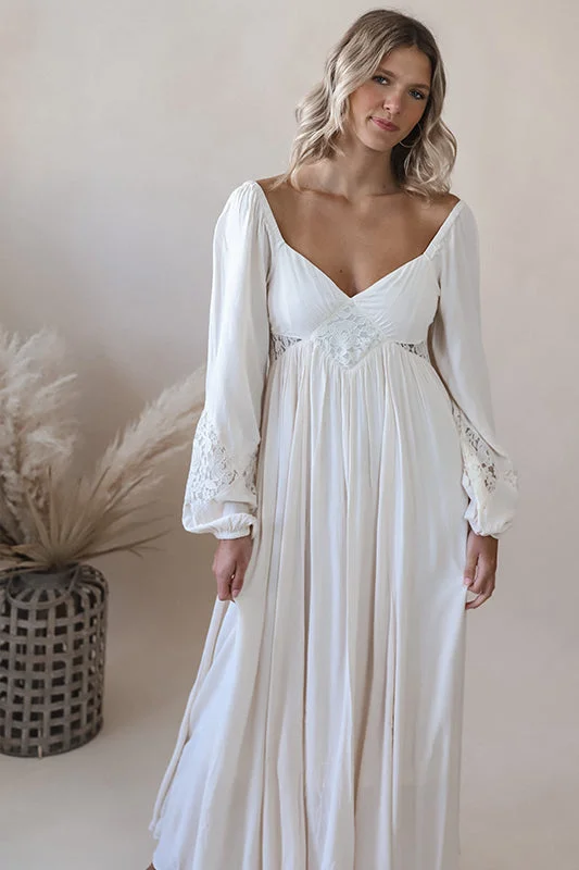 Maxi dresses with side pockets and belt -Allie Cream Maxi