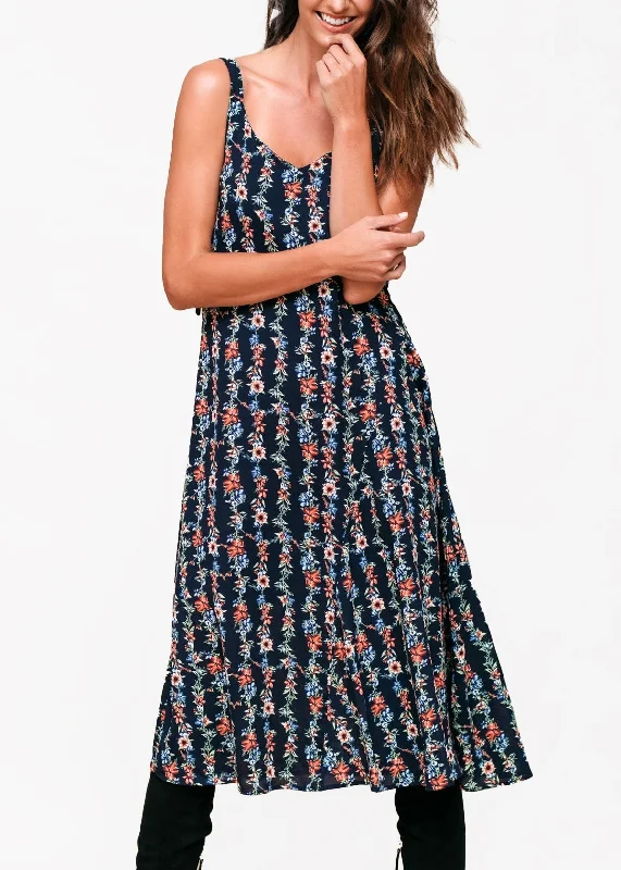 Maxi dresses for casual work wear -Floral V-Neck Sleeveless Maxi Dress