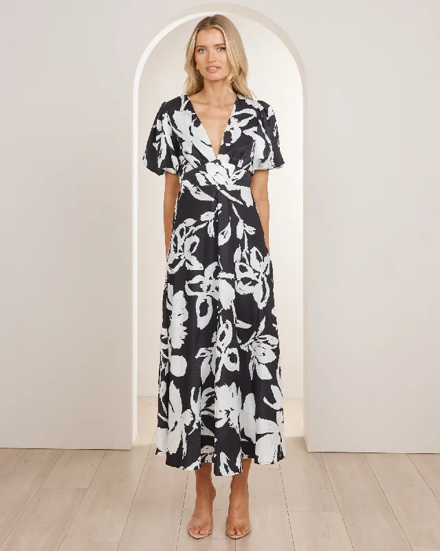 Maxi dresses with halter neck -Jeanie V-neck Maxi Dress