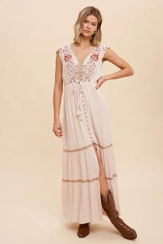 Maxi dresses with textured fabric -Hazel Boho Maxi