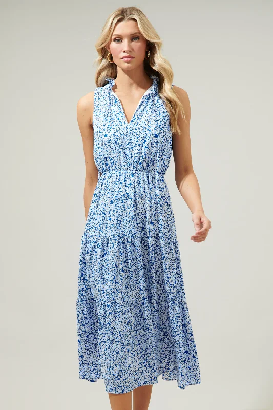 Maxi dresses for formal date -Montgomery Floral Hartford Sleeveless Tiered Maxi Dress