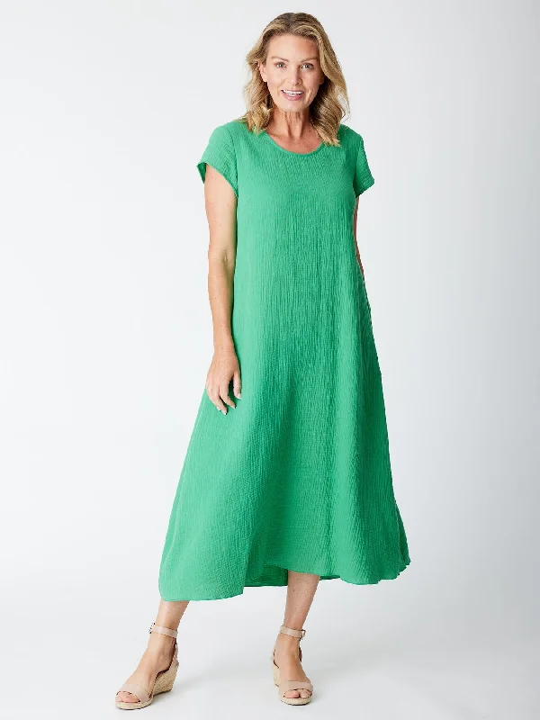 Maxi dresses with subtle ruffles -Cotton Maxi Dress - Jade