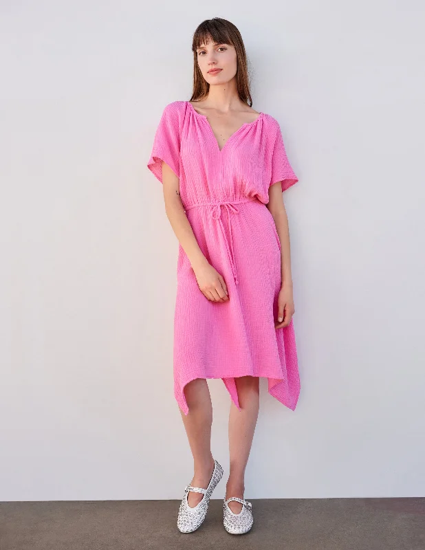 Maxi dresses with side slit detailing -Sundry Handkerchief Hem Maxi in Magenta