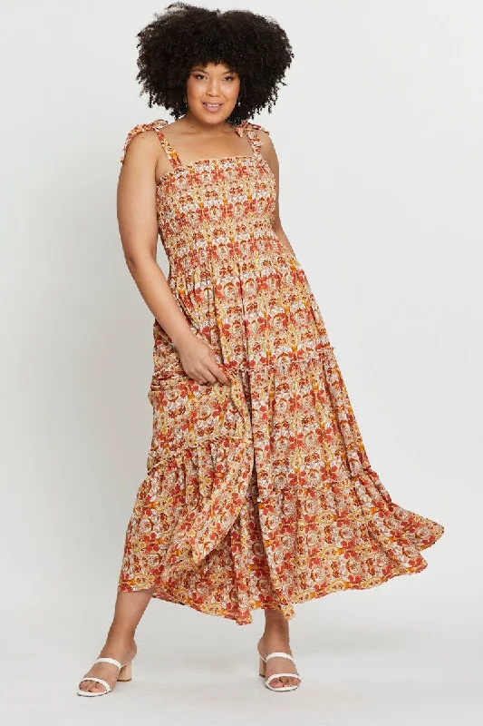 Maxi dresses with intricate beadwork -Paisley Pr Maxi Dress Square Neck Sleeveless