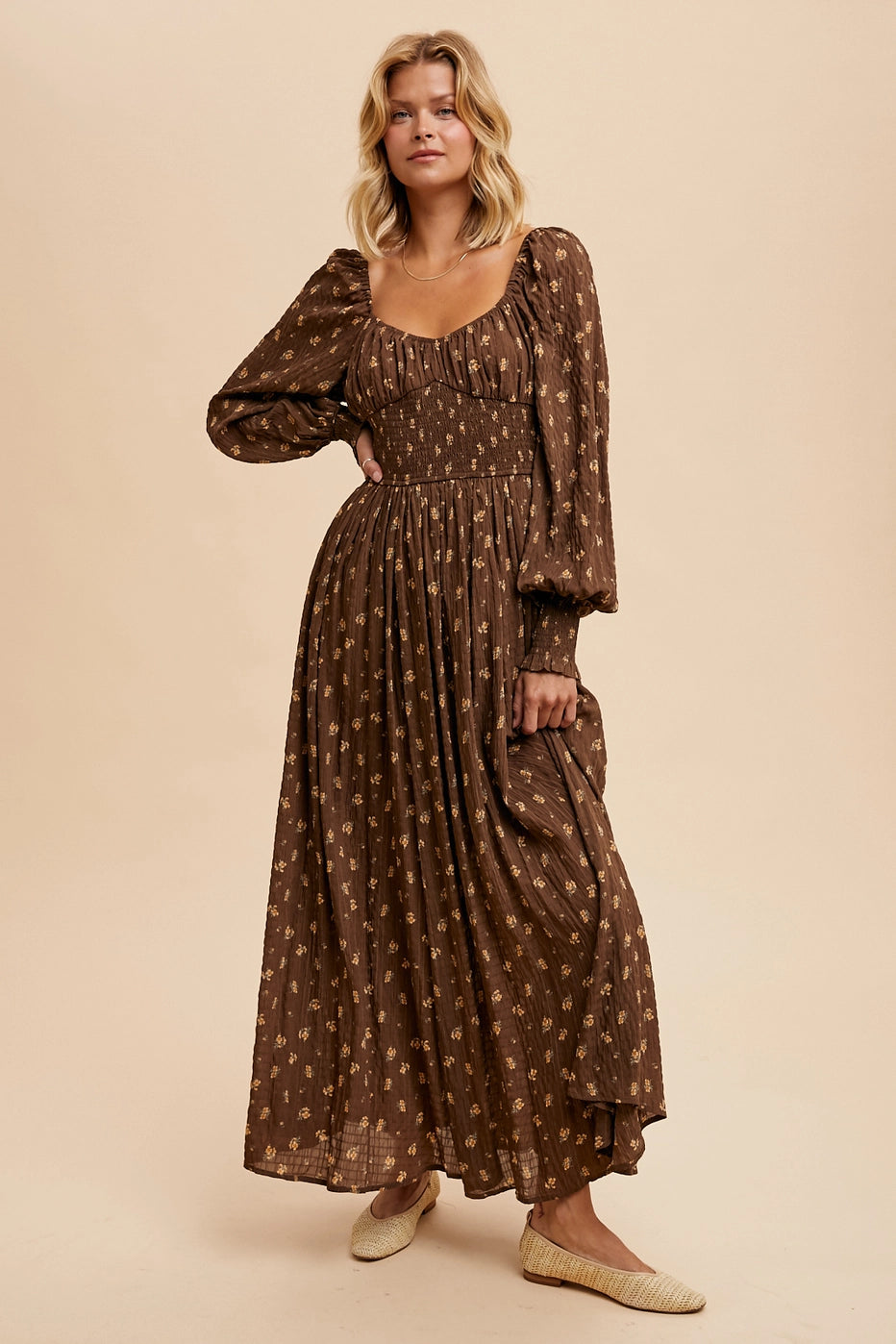 Maxi dresses for cocktail events -Chestnut Floral Maxi Dress