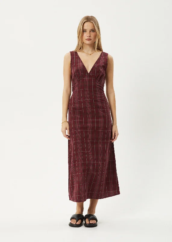 Maxi dresses with wide leg design -AFENDS Womens Eboni - Check Maxi Dress - Port