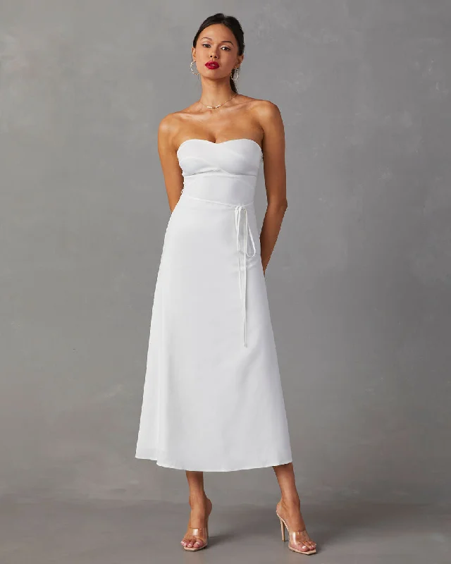 Midi Dresses with V-neck for a Classic Look-Milos Strapless Midi Dress