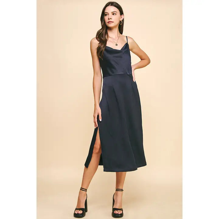 Midi Dresses for Autumn Weddings-SATIN MIDI DRESS