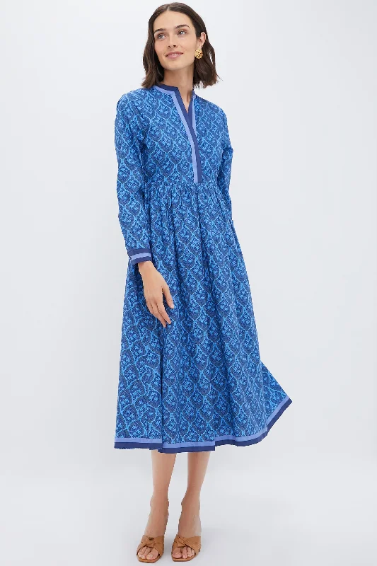 Midi Dresses for Trendy Spring Fashion Weeks-Navy & Cerulean Floral Nancy Midi Dress