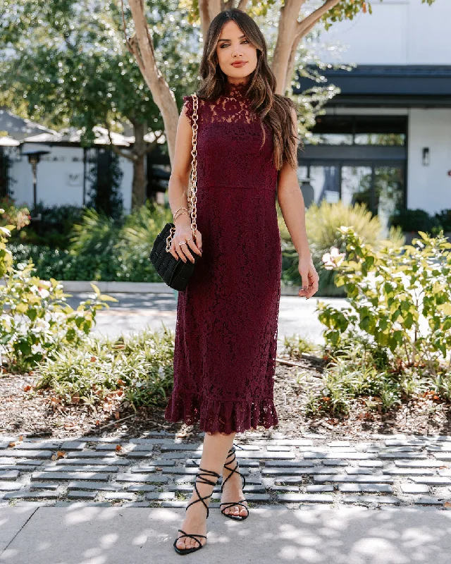 Midi Dresses with Elegant Detailing for Special Occasions-Frances Lace Ruffle Midi Dress