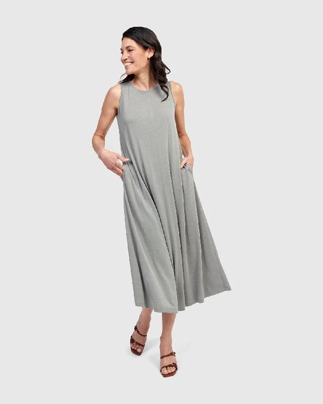 Midi Dresses for Trendy Winter Street Style-Essential Sleeveless Midi Dress, Saladine