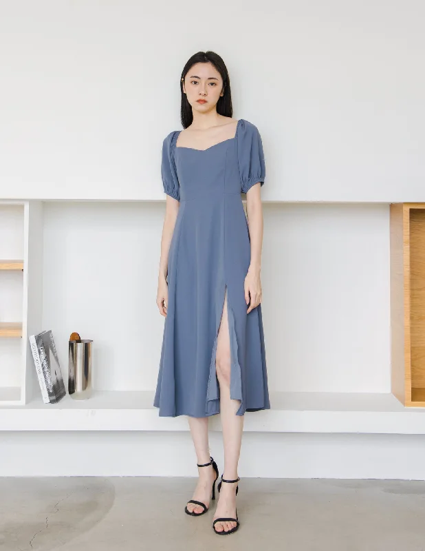 Midi Dresses for Spring Fashion Trends-Camille Midi Dress in Steel Blue