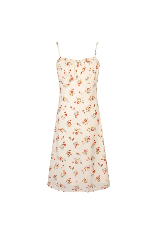 Midi Dresses for Elegant Fall Gatherings-'Imogen' Strappy Sleeveless Floral Printed Midi Dress