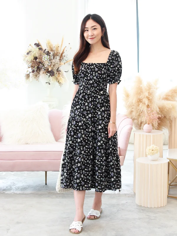 Midi Dresses for Relaxed Office Style-Elsie Floral Smocked Midi