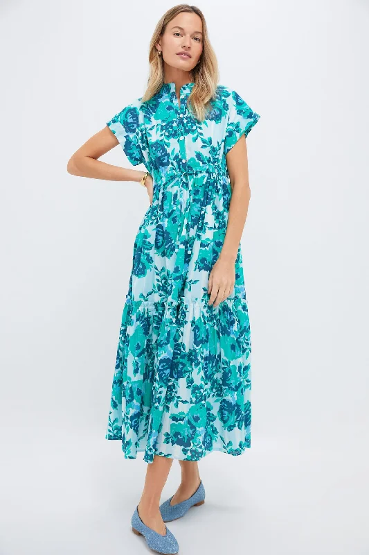 Midi Dresses for Beach Weddings-Light Blue Petunia Mumi Midi Dress