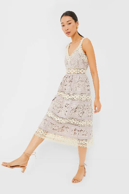 Midi Dresses for Trendy Street Style-Lilac Joah Embroidery Sleeveless Midi Dress