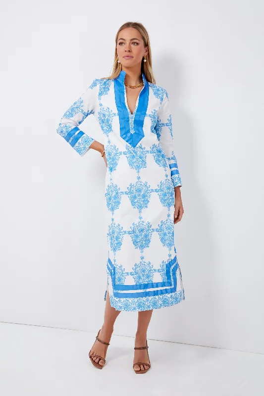 Midi Dresses for Casual Fall Gatherings-Painted Block Print Classic Tunic Midi Dress