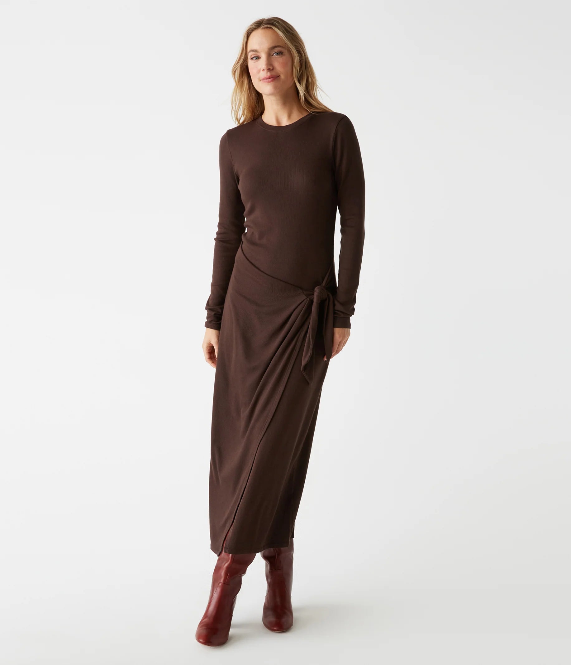 Midi Dresses for Evening Gatherings in Spring-YESSENIA FAUX MIDI DRESS