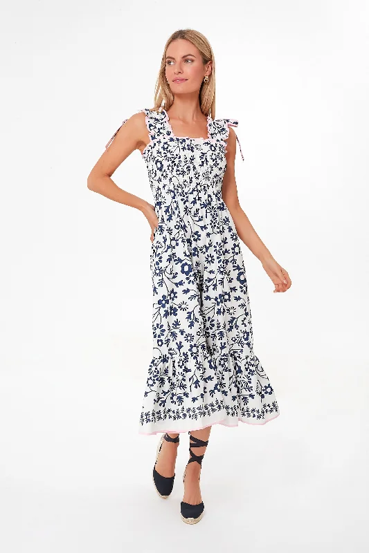 Midi Dresses for Bridal Parties-Indigo Daisy Bow Tie Midi Dress