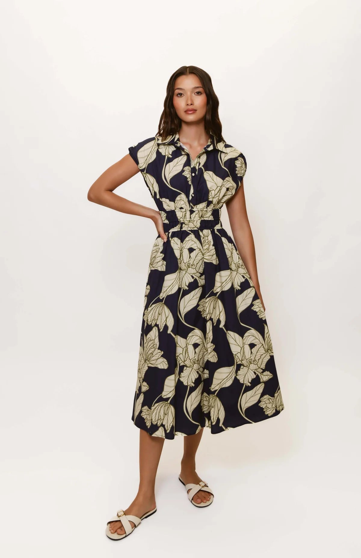 Midi Dresses with Pleats for a Flowy Look-ALORA FLORAL MIDI DRESS