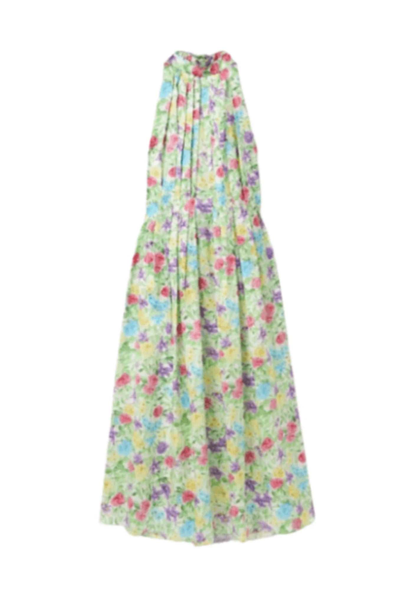 Midi Dresses for Trendy Spring Fashion Week-MULTICOLORED PLEATED FLORAL MIDI DRESS